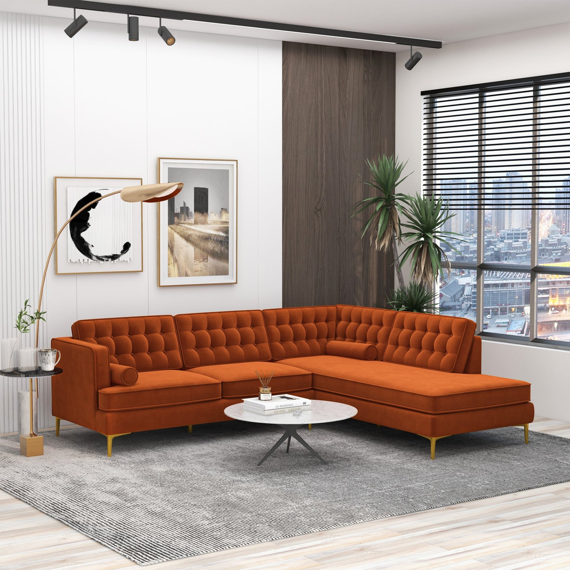 Brooke - Sectional Sofa Right Facing - Orange - Image 13
