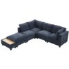 U - Shaped Sectional Sofa Modular Sofa Couch With A Movable Ottoman, A Coffee Table With Hidden Charging Devices For Living Room - Blue - Image 20