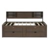 Full Size Daybed With 2 Bedside Cabinets, Upper Shelves And 4 Drawers - Antique Brown - Image 19