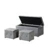 Piece Rectangular Storage Ottoman Short Velvet With 2 Set Ottomans - Light Gray - Image 9