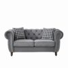 Chesterfield Velvet Upholstery Fabric Sofa With Roll Armrest & Nailhead, 3 And 2 Seater - Gray - Image 9