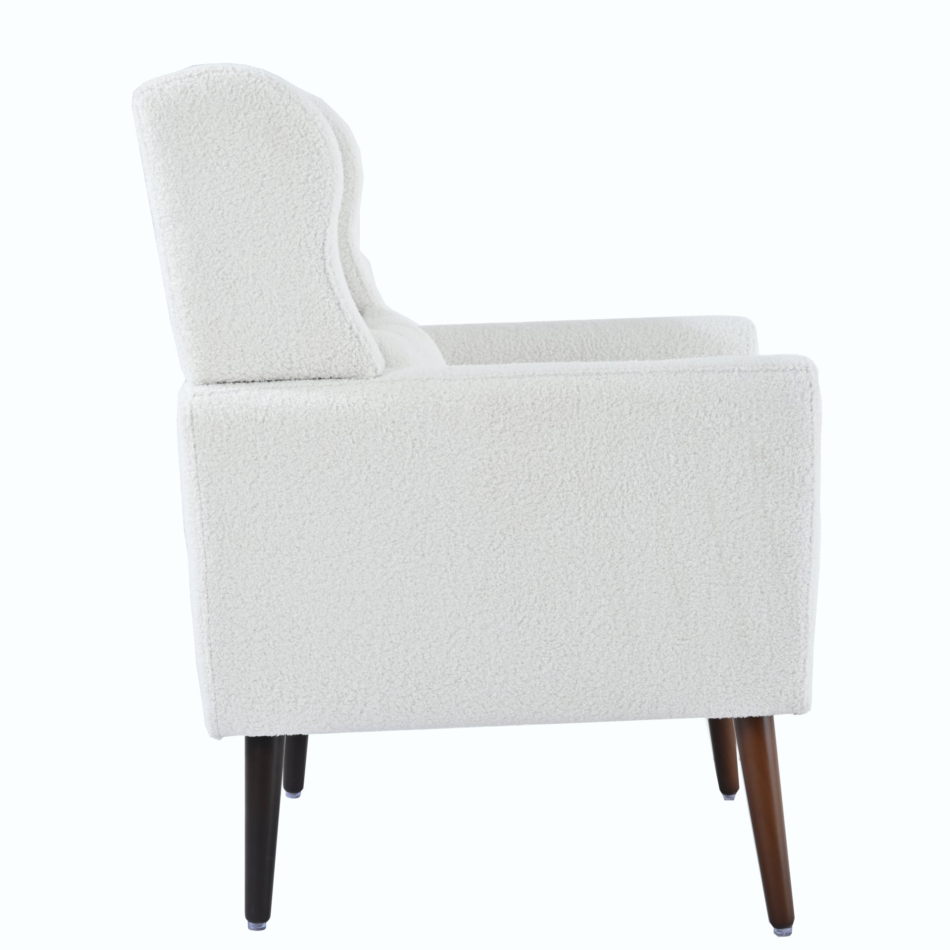 Modern Accent Chair, Teddy Fabric Living Room Chairs Comfy Reading Chair, Mid Century Accent Chair, Lounge Arm Chairs Armchair For Living Room Bedroom - White - Image 13