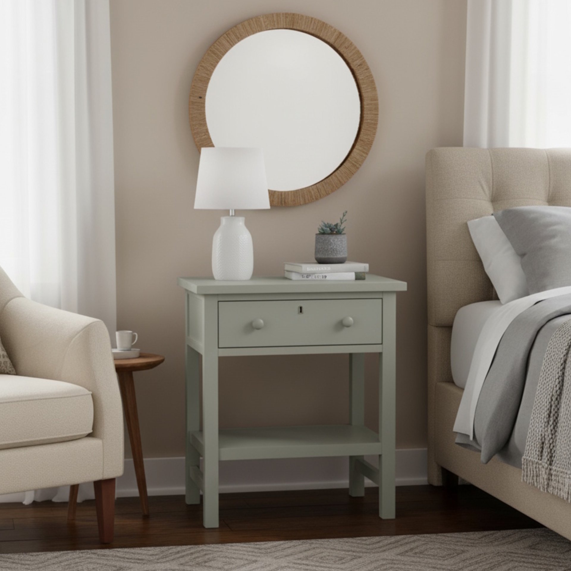 Finley - 1 Drawer Storage Nightstand - Antique Gray - Image 2