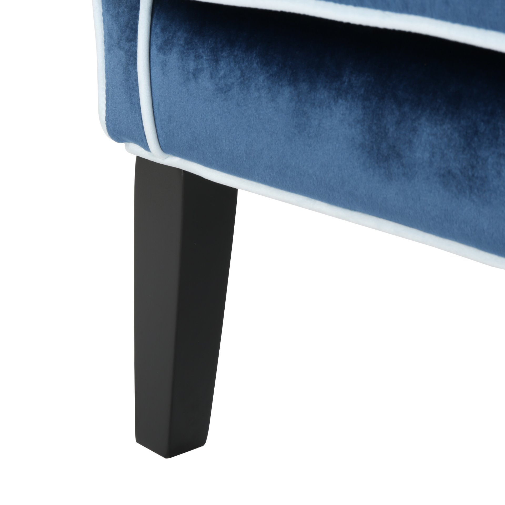 Elegant Velvet Club Chair With Tonal Piping - Blue - Image 12