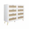 8 Drawers Chest Of Drawers With Rattan Drawer Face Golden Legs And Handles - White - Image 5