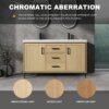 Original 60" Freestanding Bathroom Vanity With Double Resin Sink Plywood Soft Closing Doors & Drawers - Oak - Image 7