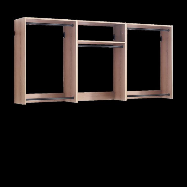 Devi - Wall Mounted Wood Closet System With Modular Design And Ample Storage - Oak