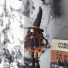Standing Gnome With Banner & Spring Body, For Halloween Decor - Black / Orange / White - Image 8