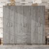 6 Doors Wardrobe Storage For Bedroom, With Big Drawers - Gray - Image 12
