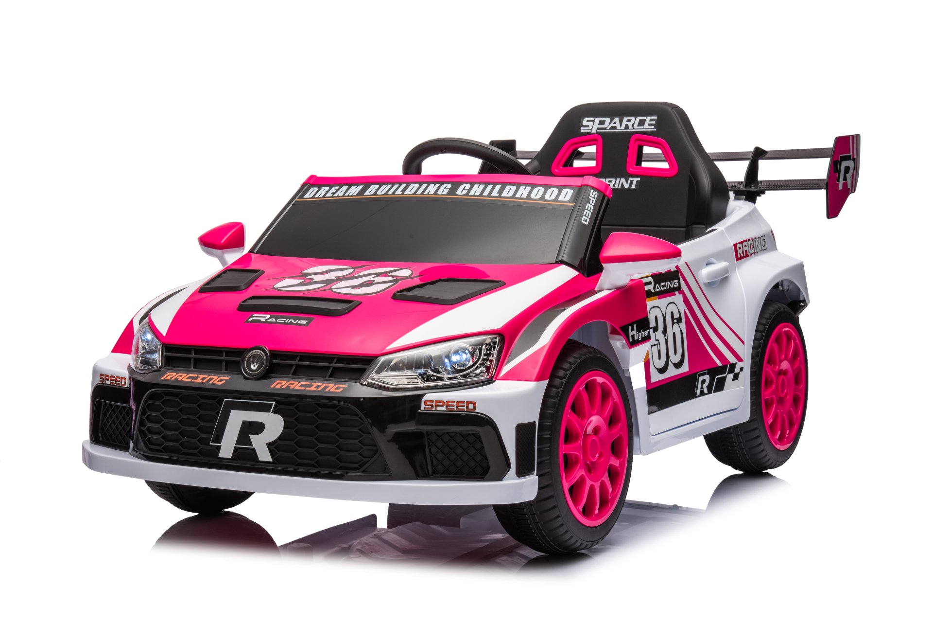 12V4A 20W*2 One Button Start, Forward And Backward, High And Low Speed, Music, Front Light, Power Display, Two Doors Can Open, 2.4G R / C, Seat Belt Four Wheel Absorber Kids Ride On Car - Pink - Image 5