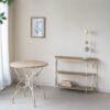 Round Wooden Table With Metal Scrollwork Legs - White Washed - Image 7