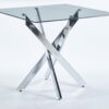Dining Table With Cross Metal Leg And Tempered Glass, Modern Space Saving Kitchen Table For Living Room Legs, Square Table - Chrome - Image 4