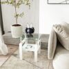 Modern Tempered Glass Tea Table, End Square Table For Living Room - Transparent / White - Image 4