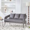 Open Back Loveseat Settee With 3 Pillows - Charcoal - Image 2
