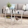 Transparent Oval Glass Coffee Table, Modern Table With Stainless Steel Leg, Tea Table 3-Layer Glass Table For Living Room - Transparent / White - Image 4