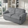 Modern Convertible Sleeper Sofa Bed With Pull Out Queen Design, Side Storage & Thick Cushions Chenille Loveseat For Living Room Or Bedroom 3 In 1 Function - Gray - Image 4