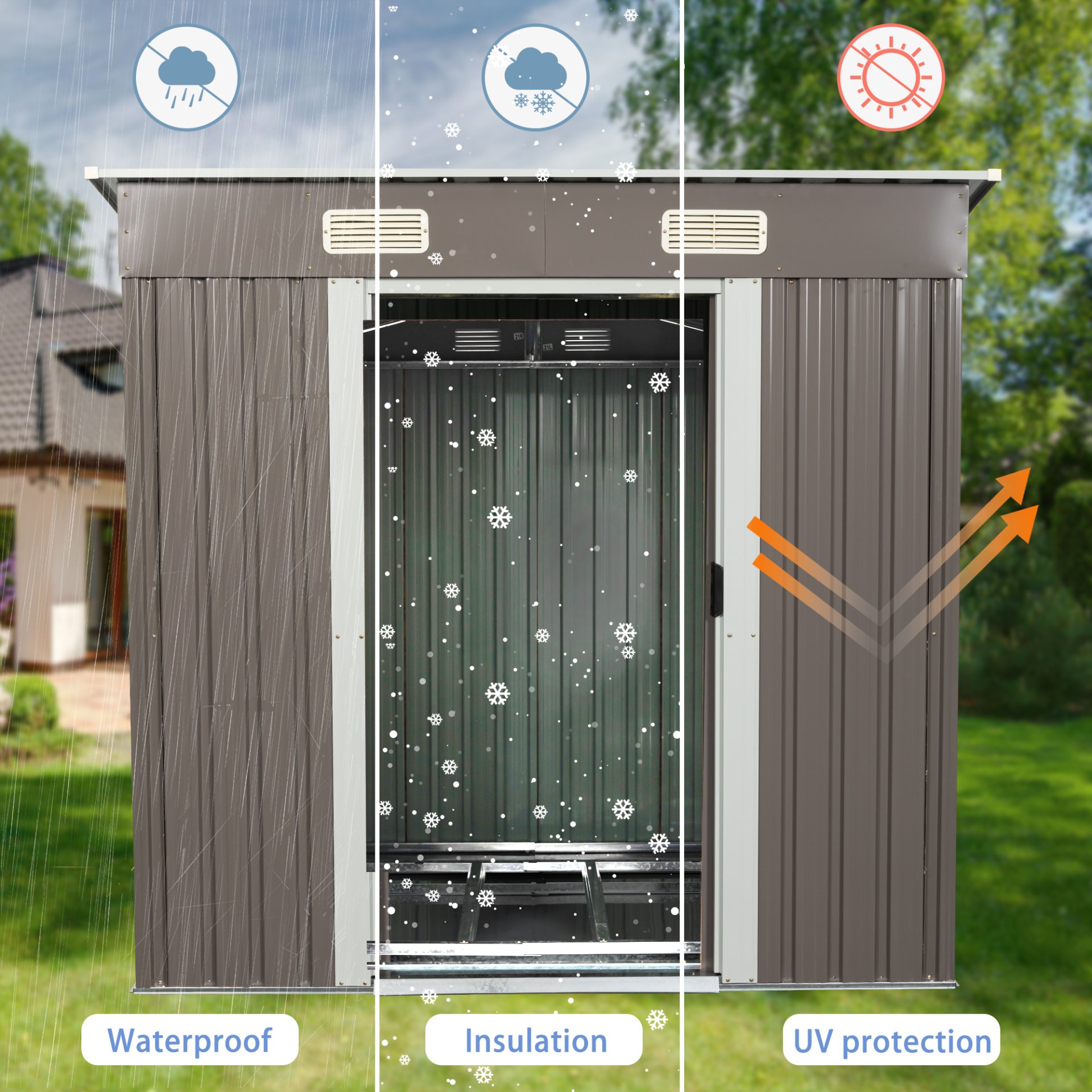 Outdoor Metal Storage Shed - Dark Gray - Image 5