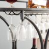 2 Tier Bar Cart, Slide Bar Serving Cart, Retro Style Wine Cart For Kitchen, Beverage Cart With Wine Rack And Glass Holder, Rolling Drink Trolley For Living Room, Dining Room - Black - Image 7
