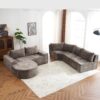 Oversized Modular Sofa Cloud Sectional Sofa Set Upholstered Couches U - Shaped Sofa With Deep Seat For Living Room - Brown - Image 14