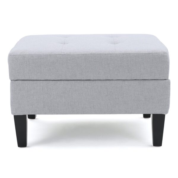 Contemporary Storage Ottoman With Tufted Waffle Stitching - Light Gray