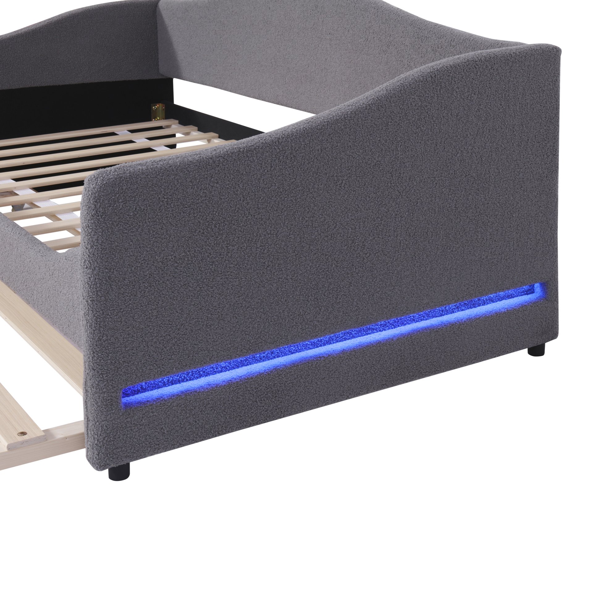 Twin Size Upholstered Daybed With Light And Trundle - Gray - Image 13