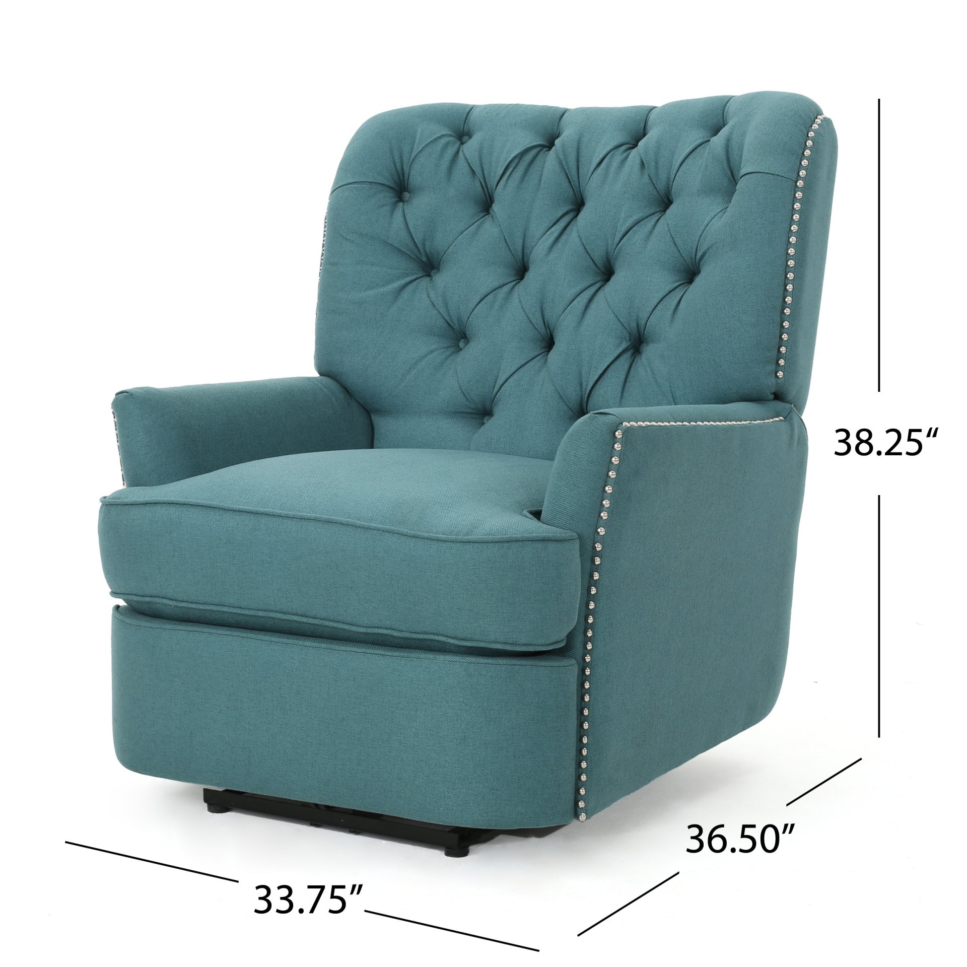 Electric Recliner Chair With Elegant Copper Accents And Soft Upholstery - Teal - Image 3