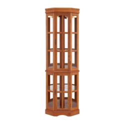 Corner Curio Cabinet With 5 Shelves And Lighting System (E26 Light Bulb Not Included) - Oak