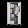 Metal Storage Cabinets, Cleaning Tool Cabinet With Locking Door, Tall Broom Tool Organizer And Storage, Large Storage Cabinet For Kitchen - Gray / White - Image 19