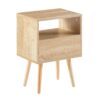 15.75" Rattan End Table With Drawer And Solid Wood Legs, Modern Nightstand, Side Table For Living Room, Bedroom - Natural - Image 9