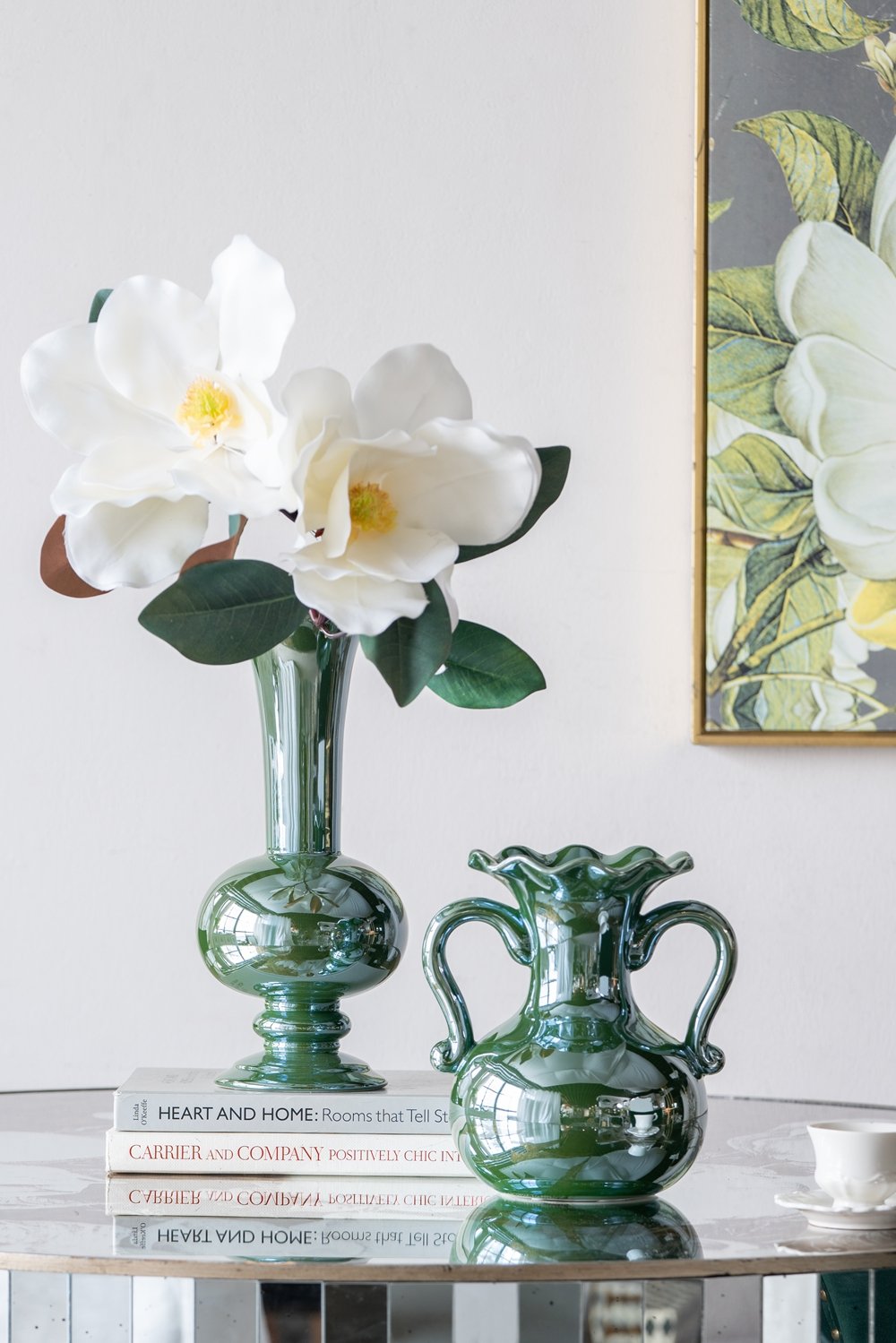 Round Dining Table With Elegant Floral Design And Mirrored - Silver Multi - Image 3
