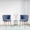 Modern Haze Dining Chair With Iron Tube Wood Legs, Shorthair Cushions And Comfortable Backrest, Suitable For Dining Room, Living Room, Cafe, Simple Structure (Set of 2) - Blue - Image 2