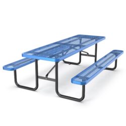 Expanded Metal Rectangular Picnic Table - Blue