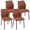 Dining Chairs Living Room Chair Modern Kitchen Armless Side Chair With Metal Legs (Set of 4) - Brown - Image 3