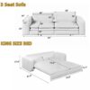 King Size Sleeper Sofa Bed, Pull Out Sofa Bed, 3 In 1 Convertible Sleeper Sofa, 3 Seat Couch With 2 Lumbar Pillows For Living Room - Beige - Image 3