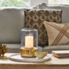 Lippert Boho Handcrafted Mango Wood Hurricane Candle Holder With Tempered Glass And Metal Accents, Large - Natural - Image 2