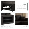 Modern L-Shape 3 Seat Reversible Sectional Couch, Pull Out Sleeper Sofa With Storage Chaise And 2 Stools For Living Room Furniture Set - Charcoal Gray - Image 6