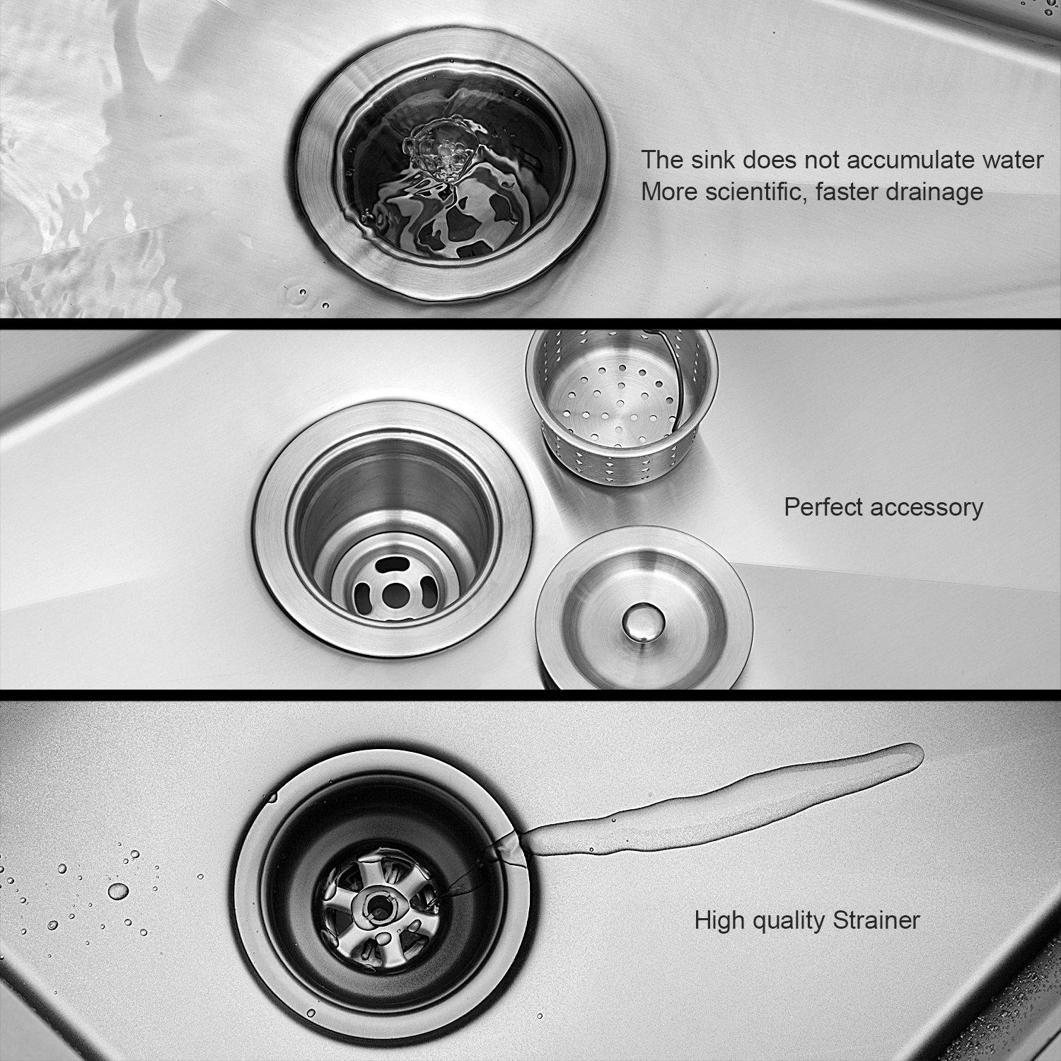 15" Undermount Kitchen Sink, 16 Gauge, 9" Deep Single Bowl Basin - Brushed Nickel - Image 5