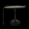 Modern Dining Table Set For 4 With Suede Upholstered Chairs, Round Design - Black / Gray - Image 3