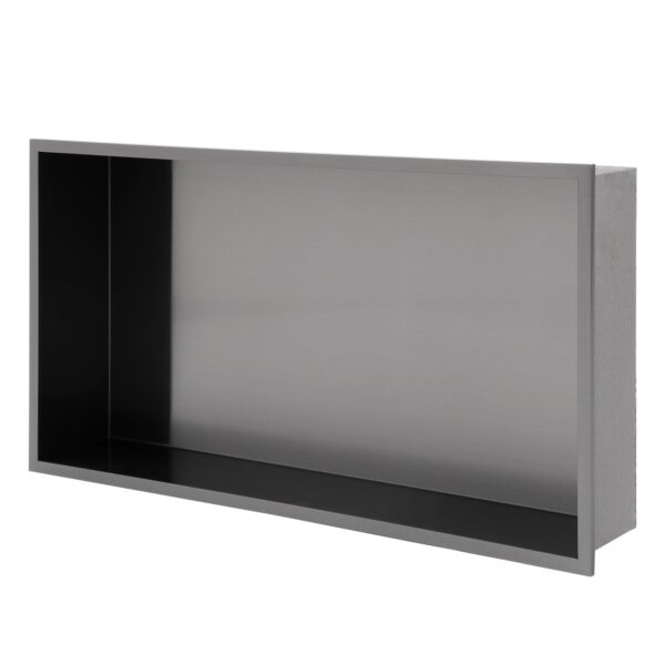 25" X 13" Stainless Steel Shower Niche With Seamless Design - Gunmetal Black