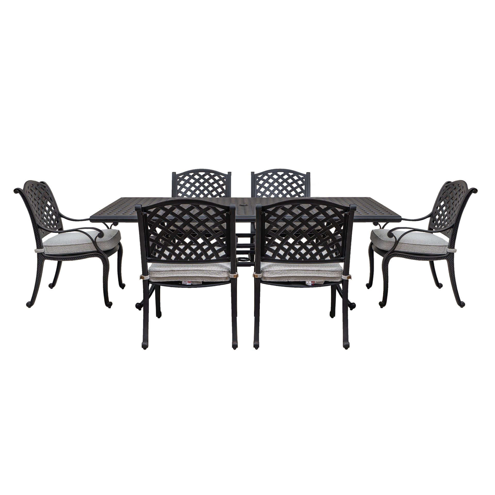 Stylish Outdoor 7 Piece Aluminum Dining Set With Cushion - Sandstorm - Image 2