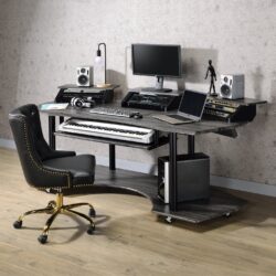 Eleazar - Music Recording Studio Desk - Black Oak