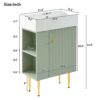 Bathroom Vanity, Combo Cabinet, Bathroom Storage Cabinet, Single Ceramic Sink, Left Side Storage - Green - Image 9