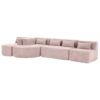 Modern Upholstered L Shape Sofa With 2 Chaise Lounges And Five Back Pillows Boucle Fabric - Pink - Image 16