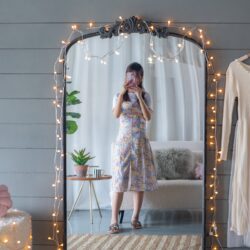 Full Length Mirror, Arched Mirror Hanging Or Leaning Against Wall, Large Mirror For Living Room - Black