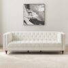 Evelyn - Mid-Century Modern Boucle Luxury Chesterfield Sofa - Ivory White / White - Image 14