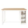 Solid Wood Farmhouse Counter Height Dining Table Set With 3 Tier Storage Shelves, Upholstered Dining Chairs For 4, 5 Piece - White - Image 13