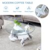 Modern Round Glass Coffee Table With Tempered Glass Countertop - White - Image 6