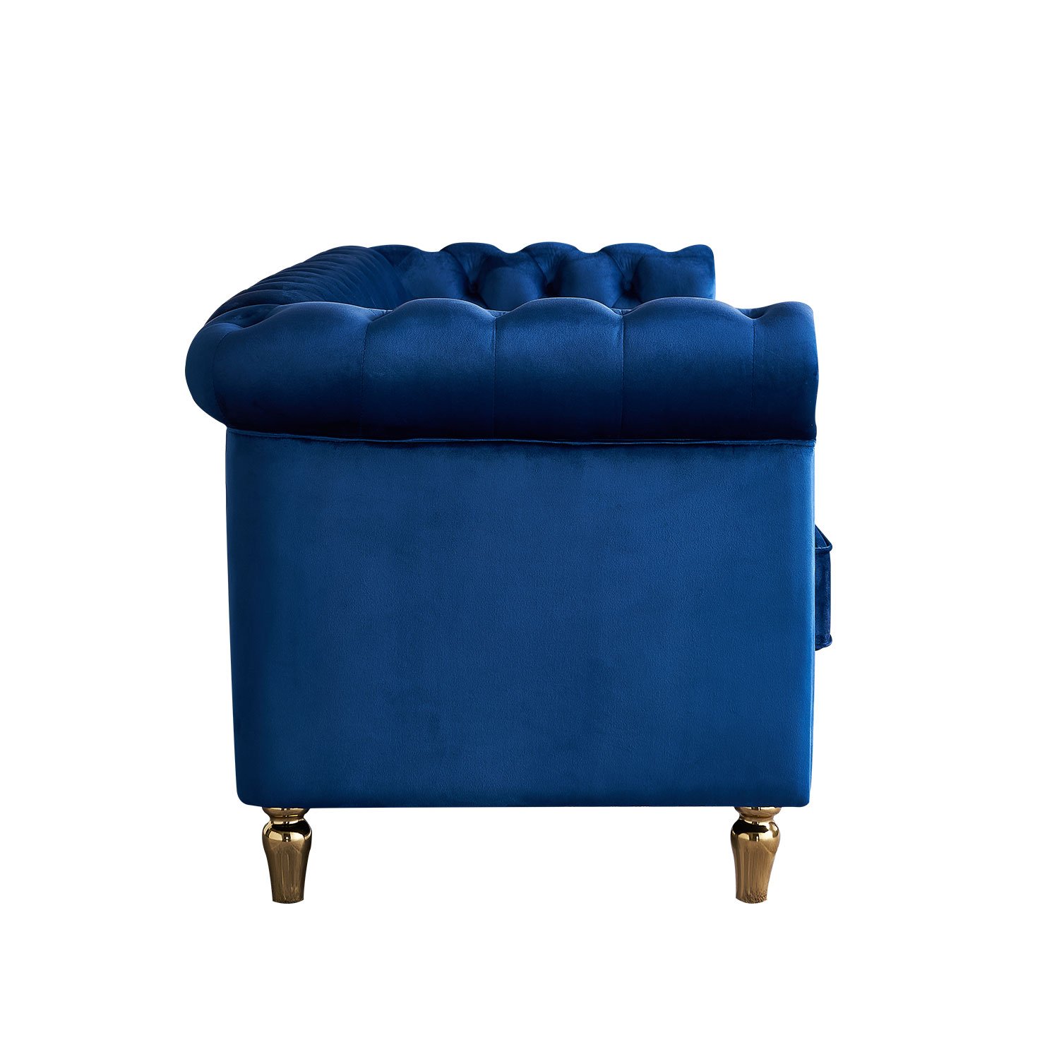 Chesterfield - Velvet Sofa 84.65" For Living Room - Blue - Image 10