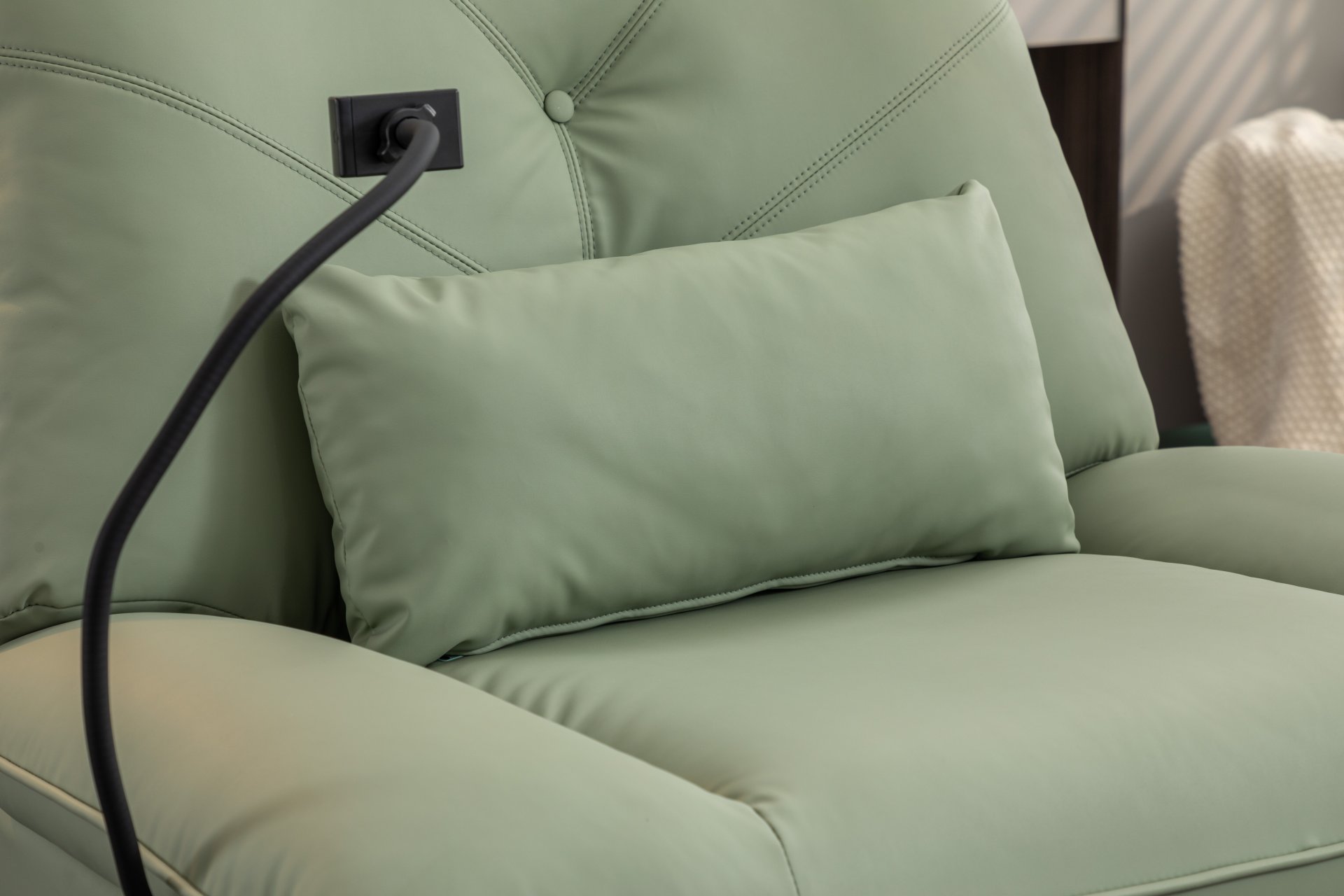 270 Swivel Glider Recliner Chair, Power Recliner Rocking Chair, USB Port Charge For Nursery Chair With Atmosphere Lamp For Living Room Bedroom Apartment - Green - Image 19