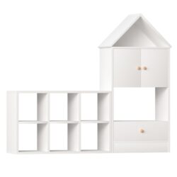 Versatile Kids Bookshelf With House-Shaped Design Multifunctional Storage, Durable - White